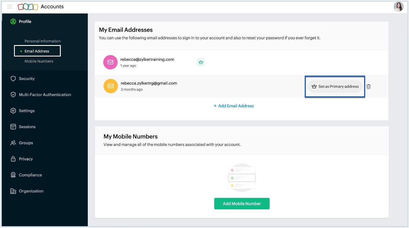 Zoho Mail inbox setup